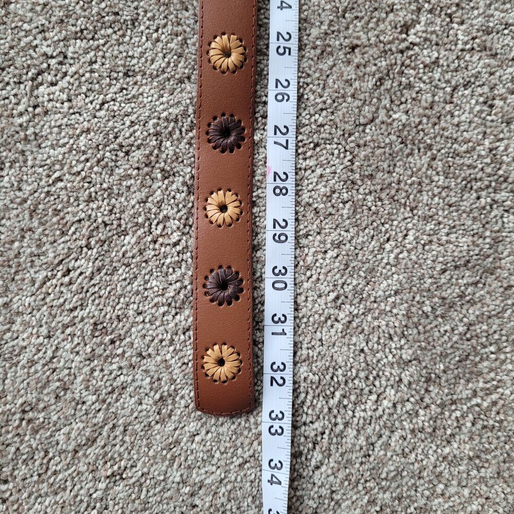 Liz Clairborne Sz Medium Brown Adjustable Belt Brass Buckle Thailand Style 28107 - Picture 9 of 10